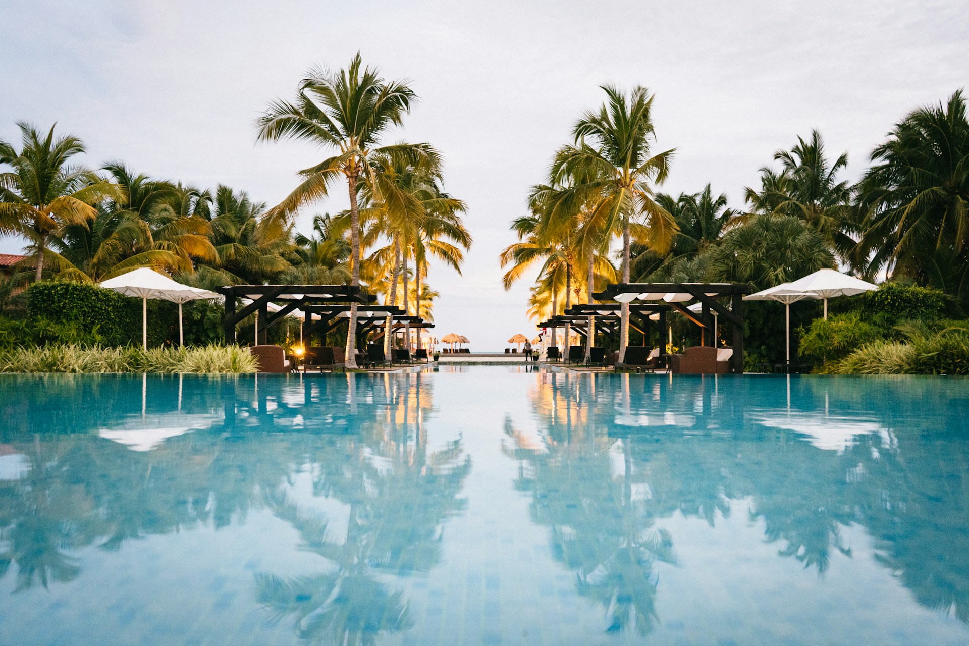 swimming pool inside a luxurious resort